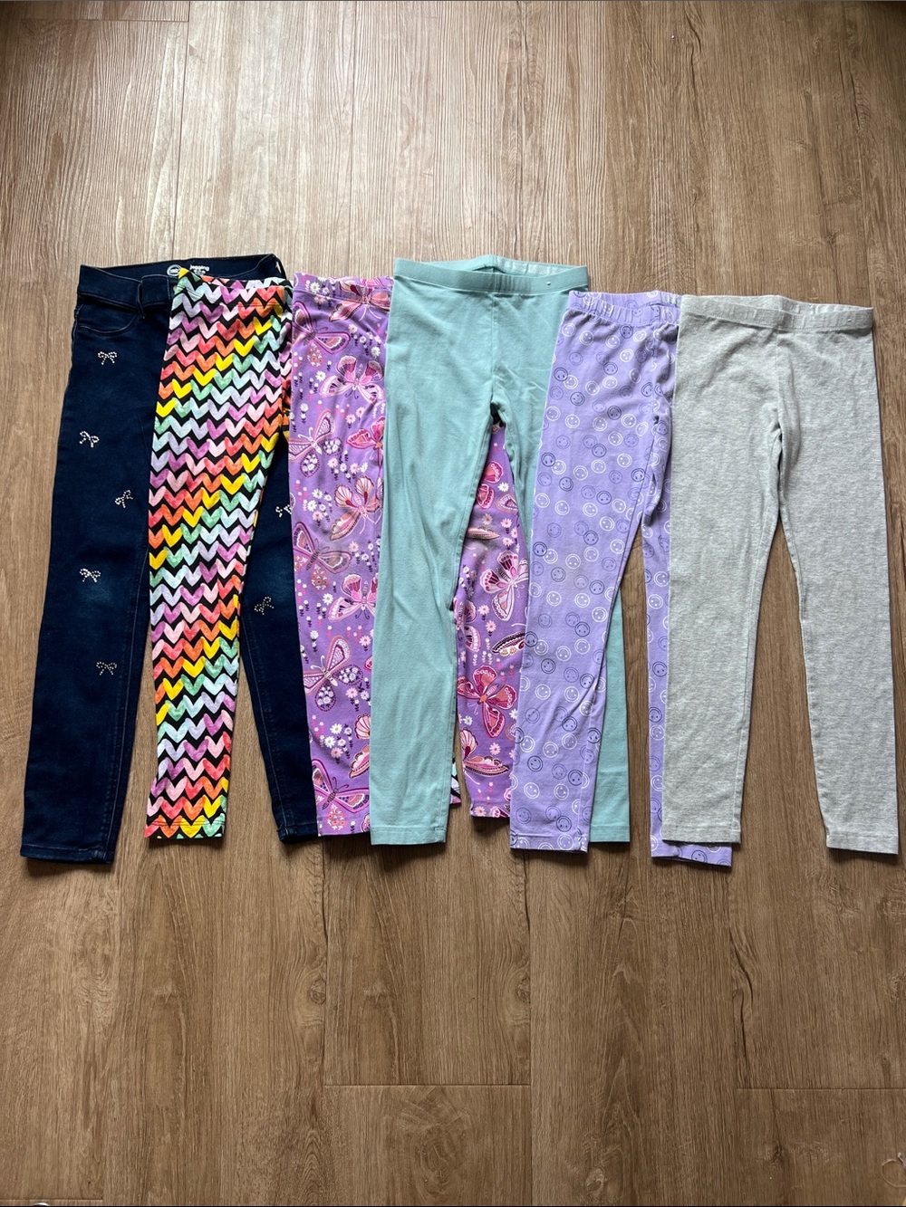 Wonder Nation Girls' Solid Color & Multi-Pattern Leggings Bundle Size Medium 7/8